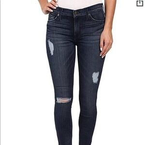 Hudson Jeans Womens 31 Nico Midrise Ankle Super Skinny Distressed Dark Wash NWT